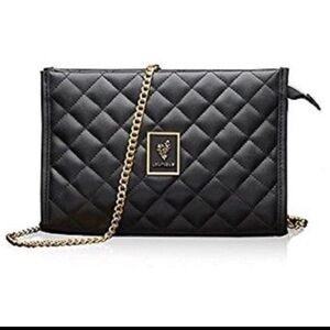 Elegant Black Quilted Bag with Gold Chain
